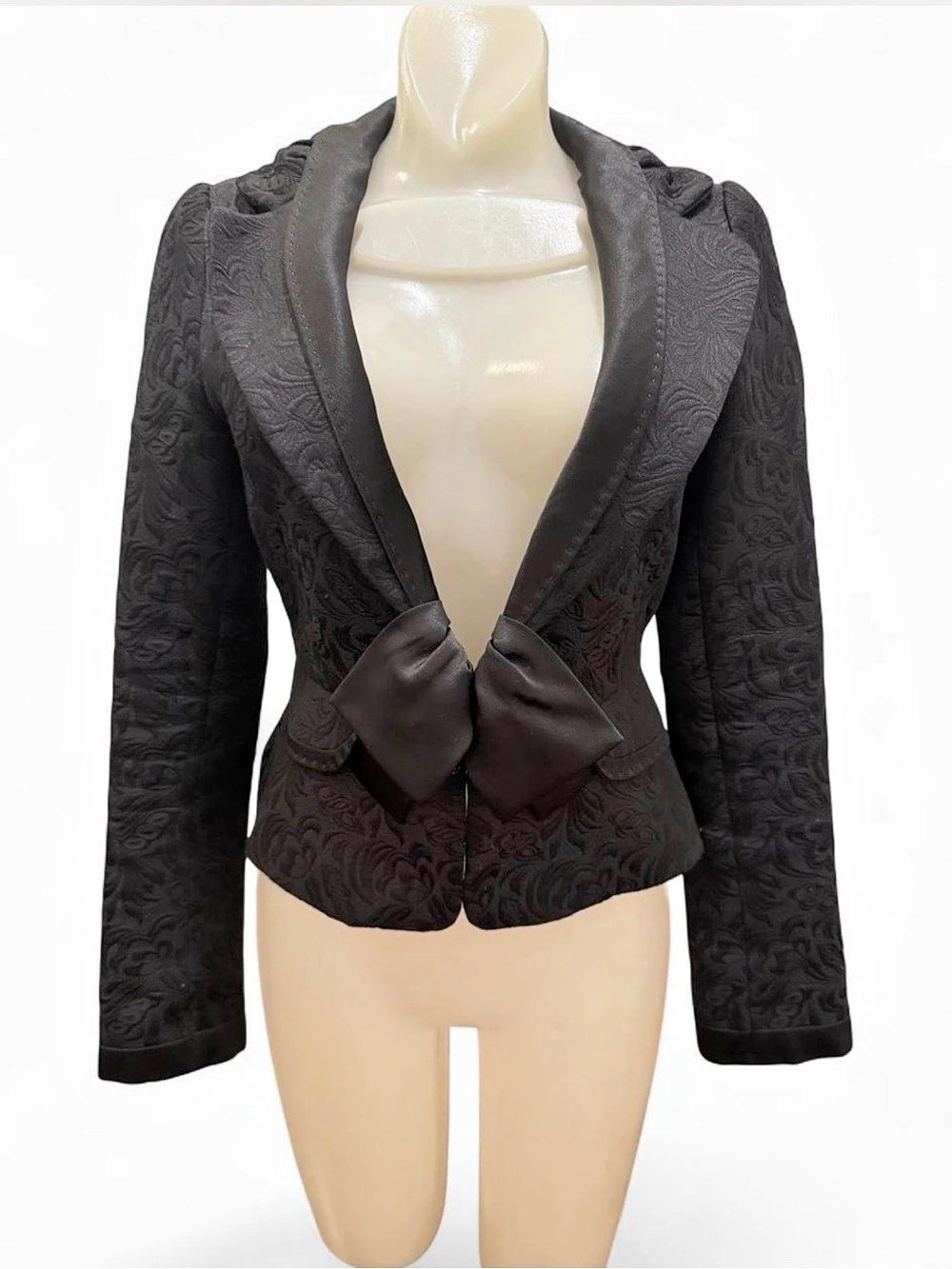 Romantic SOUP Floral Jacquard Bow Blazer
